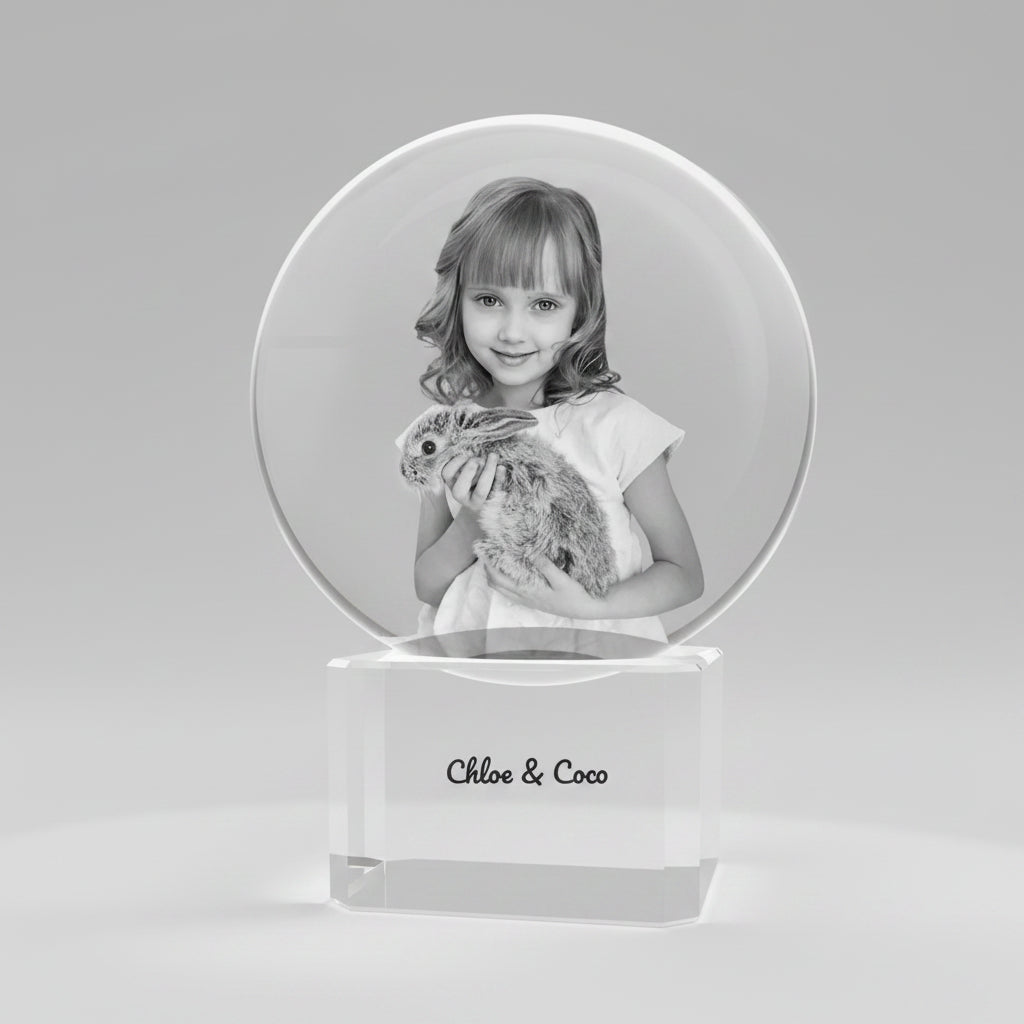 Custom 3D Crystal Ball with Engraved Photo - XLarge