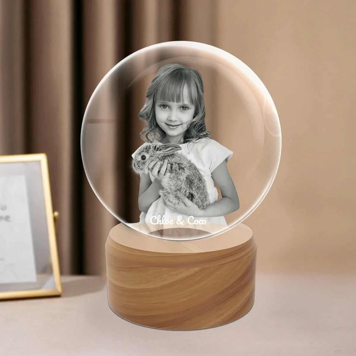 Custom 3D Crystal Ball with Engraved Photo - XLarge