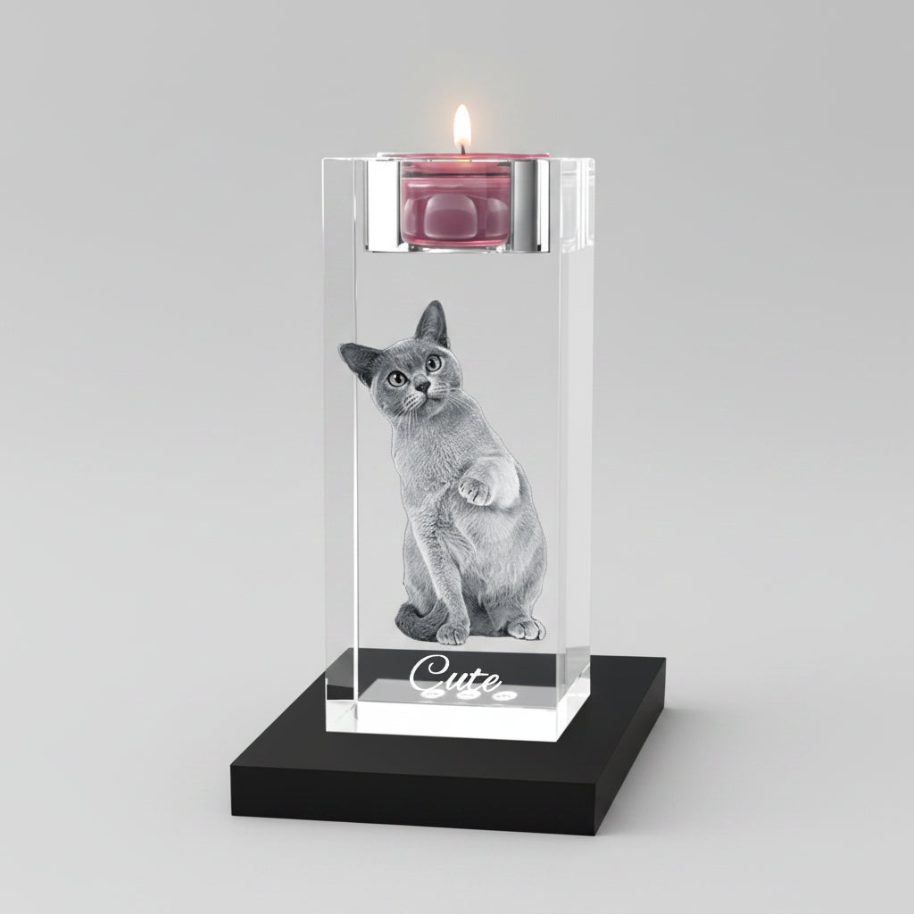 3D Crystal Candle Holder - 90x60x60 mm