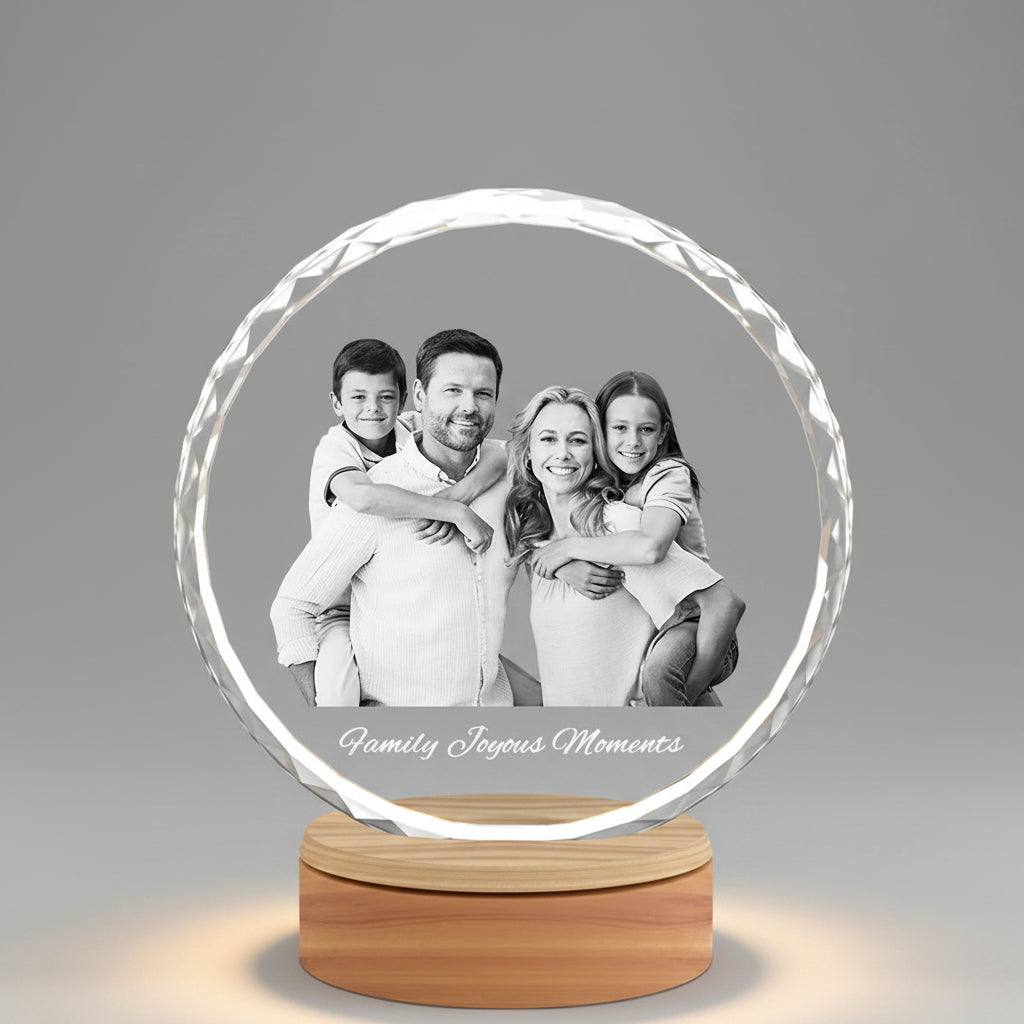 Faceted Round 3D Crystal Photo - XLarge