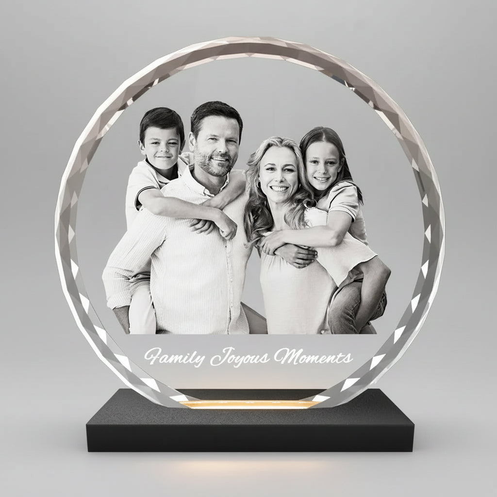 Faceted Round 3D Crystal Photo - XLarge