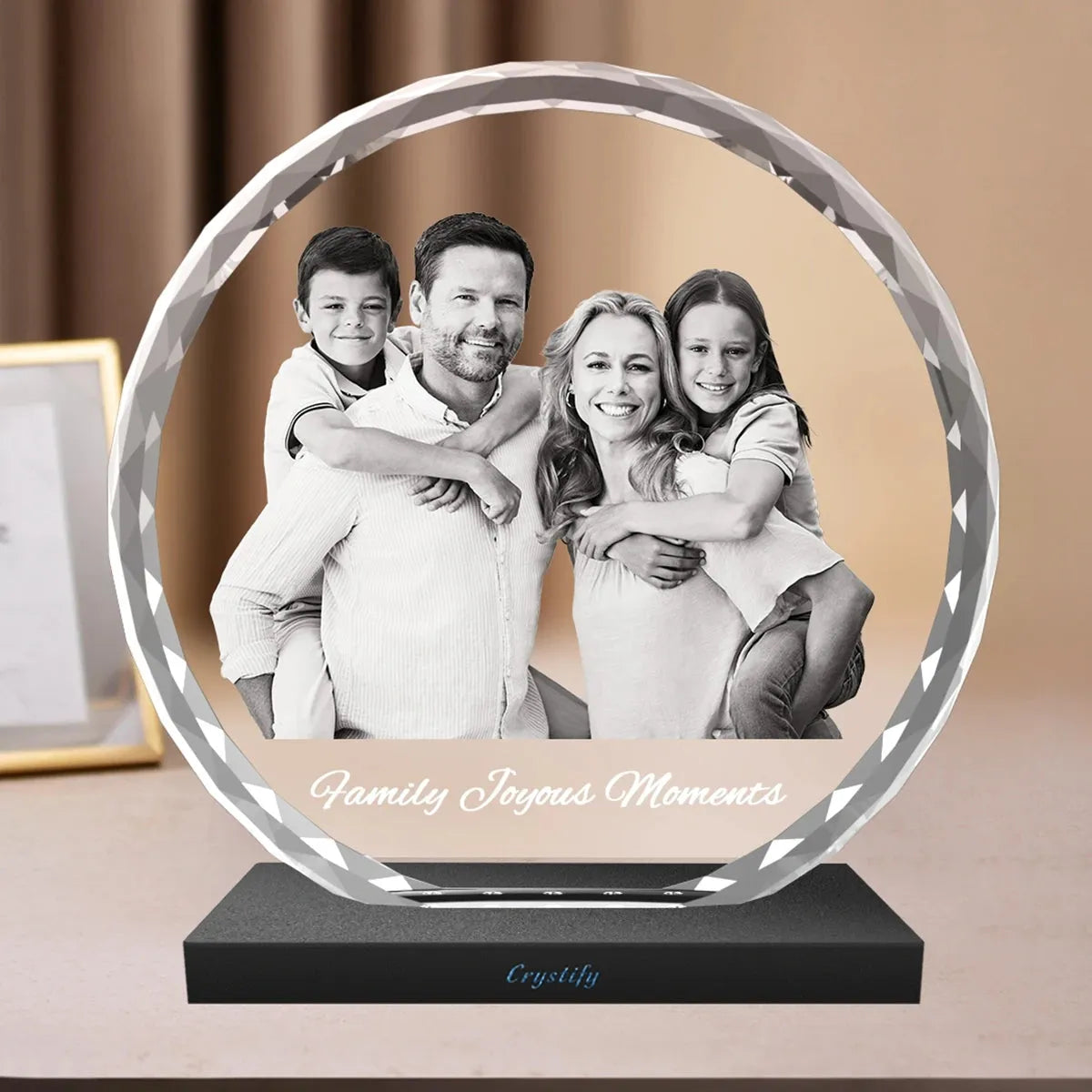 Custom 3D Photo Crystal - Faceted Round