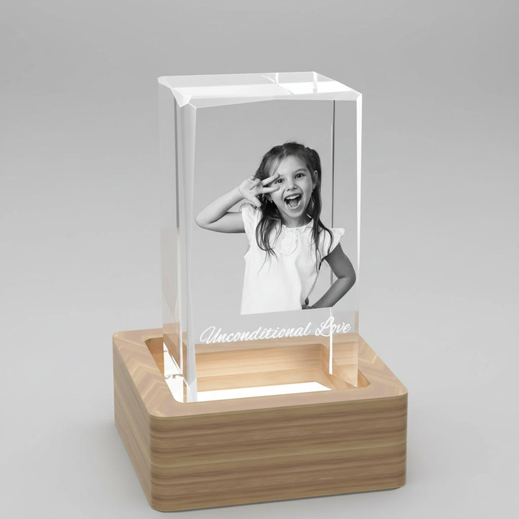 Custom 3D Crystal Cube (Faceted) - XLarge