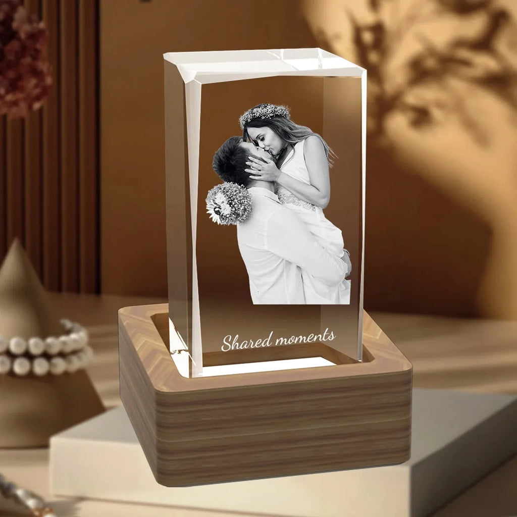 Custom 2D Photo Crystal Cube - Faceted Edge