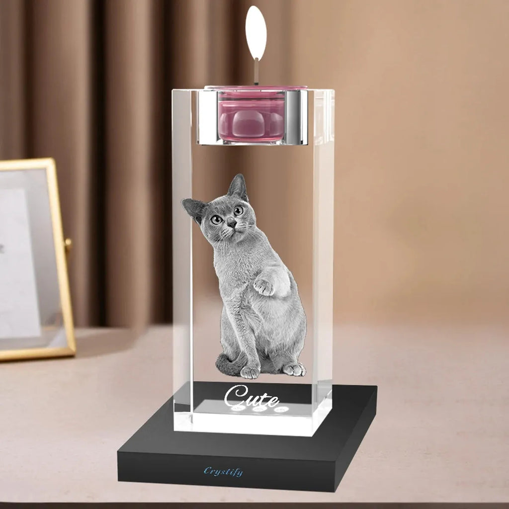 Custom 2D Photo Crystal Candle Holder