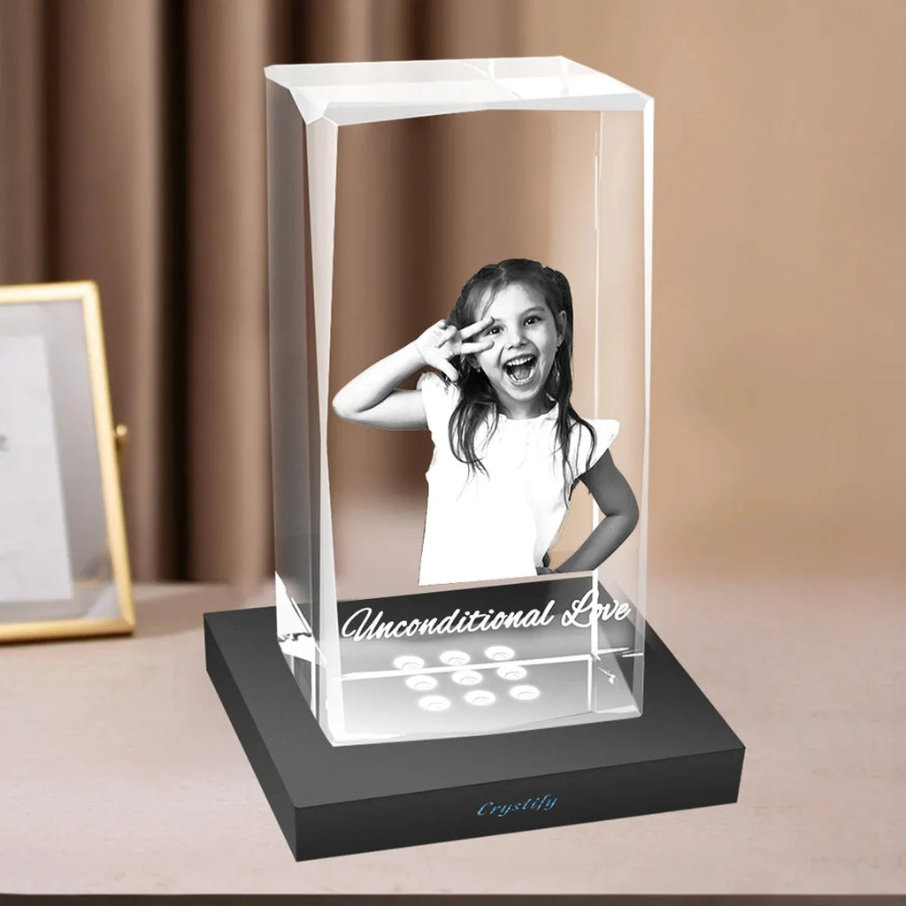 Custom 2D Photo Crystal Cube - Faceted Edge