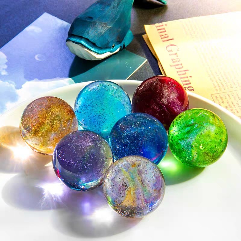 Crystal Ball Set with LED Wooden Stand – Decorative Table Accent