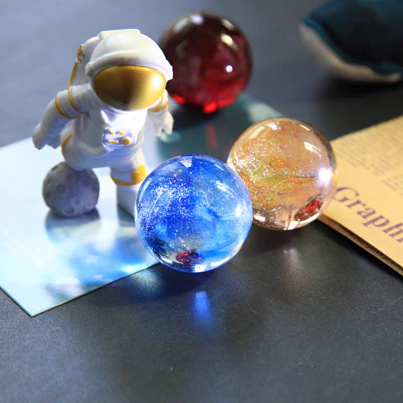 Crystal Ball Set with LED Wooden Stand – Decorative Table Accent